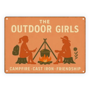 Decoratiebord: The outdoor girls - Campfire • Cast iron • Friendship